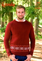 Knitting Pattern - Wendy 5876 - Mode Chunky - Raglan Sweater with Snowflakes Fairisle Border